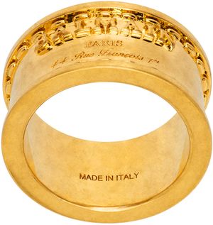 Balmain Bague tubulaire dorée à logo