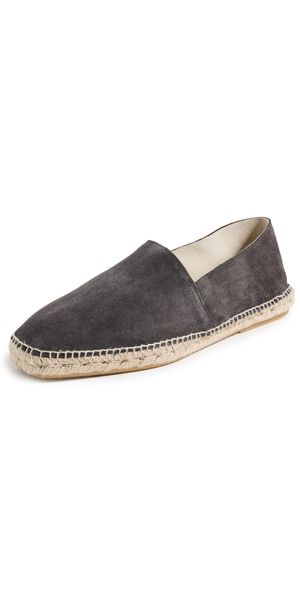 Manebi Suede Square Toe Espadrilles Suede Carbon Grey 43