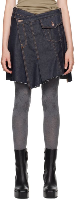 OPEN YY Blue Wrap Denim Miniskirt