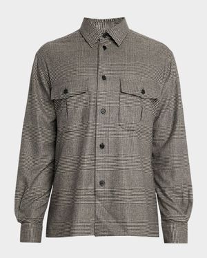 Men's 170s Wool-Blend Prince of Wales Overshirt