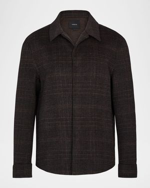 Men's Plaid Splittable Wool-Blend Shirt Jacket