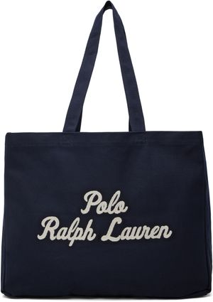 Polo Ralph Lauren Navy Embroidered Canvas Tote