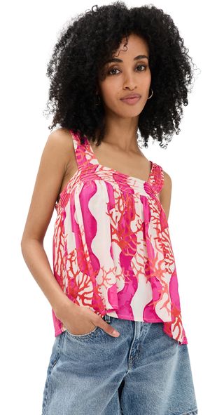 Natalie Martin Collection Jasmine Top Coral Wave Fuchsia XS