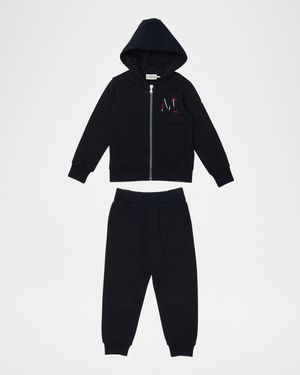 Boy's Embroidered M Hoodie & Joggers, Size 4-6