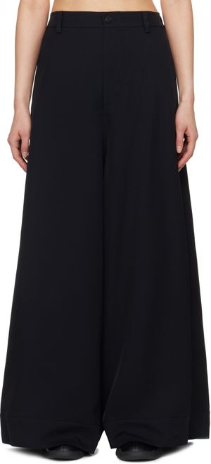 Y-3 Black Rayon Twill Wide Trousers