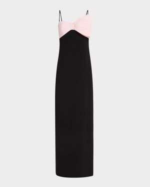 Mikado Bow & Crepe Column Gown