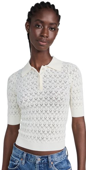 Sea Rue Fine Gauge Knit Polo Sweater Black M