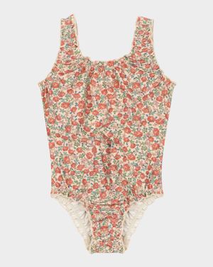 Girl's Collette Floral-Print Swimsuit, Size 12M-10