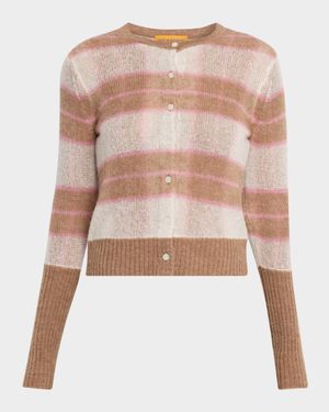 Shadow Plaid Cashmere Cardigan