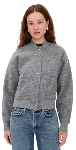 Madewell Snap Front Bomber Jacket Hthr Charcoal XL