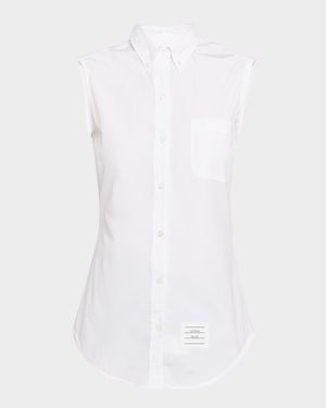 Sleeveless Poplin Button-Down Shirt