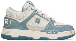 AMIRI Baskets MA-1 bleu et blanc cassé en denim à motif cachemire