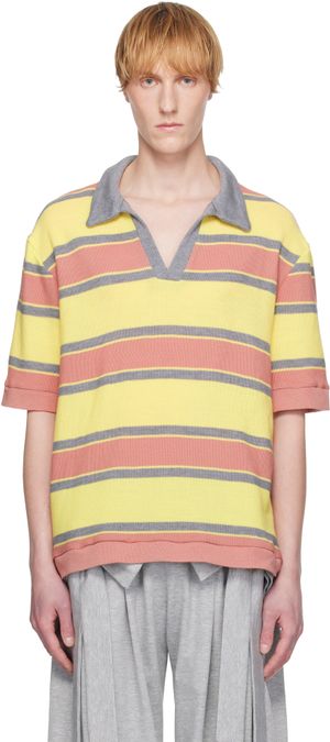 ANDREJ GRONAU Polo rose et jaune à rayures