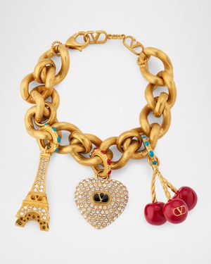 Chez Valentino Bracelet in Metal, Enamel and Swarovski Crystals