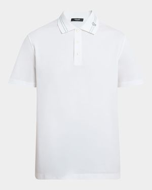 Men's Medusa-Collar Pique Polo Shirt