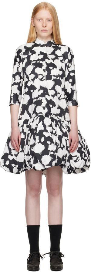 Comme des Garçons Comme des Garçons Black & White Cotton Satin Midi Dress