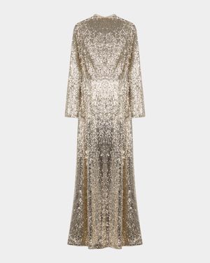 Beatrice Sequined Long-Sleeve Gown