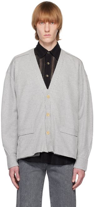 JieDa White & Black Tuck Cardigan