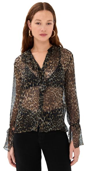 Nili Lotan Cecily Shirt Metallic Leopard L
