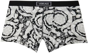 Versace Underwear Boxer gris et noir à taille basse