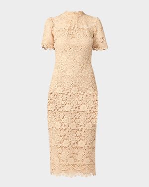 Vivienne Scalloped Floral Lace Midi Dress