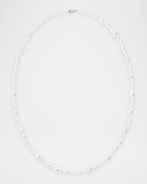 14K Yellow Gold Multi-Size White Freshwater Pearl Strand Necklace