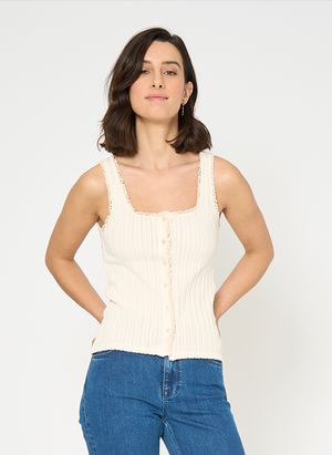 Ekyog - Débardeur droit en coton - Taille L - Blanc