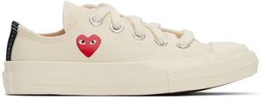 COMME des GARÇONS PLAY Kids Beige Converse Edition Chuck 70 OG Single Heart Low Top Sneakers