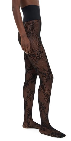 Commando Floral Net Stockings Black L