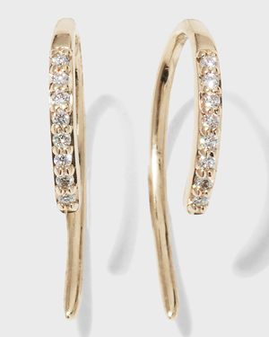 14K Gold Diamond Mini Hooked Earrings