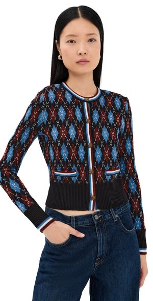 Veronica Beard Sylvane Cardigan Black multi L
