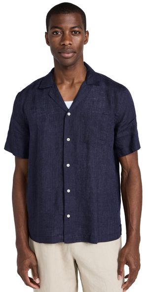 Frescobol Carioca Angelo Linen Shirt Midnight Blue M
