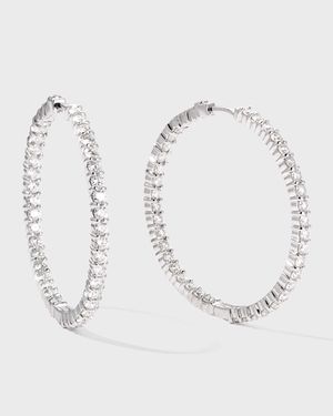 18K White Gold Diamond Hoop Earrings, 38mm, 2.46tcw