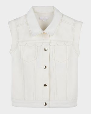 Girl's Denim Sleeveless Waistcoat, Size 4-6