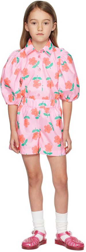 CRLNBSMNS Kids Pink Floral Shorts