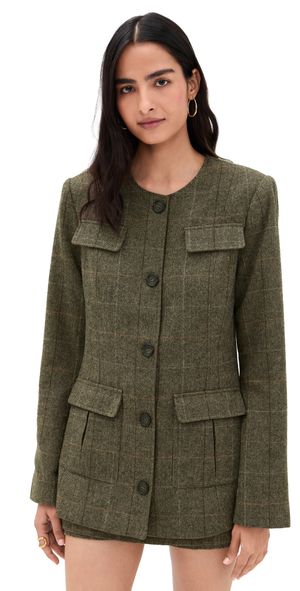 Favorite Daughter The Spencer Jacket Mocha Plaid XL