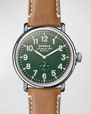 47mm Runwell Watch, Green/Brown