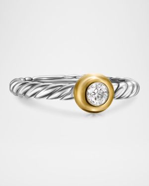 Cable Flex Ring with Diamond in Silver and 14K Gold, 2.8mm