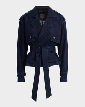 The Charles Cropped Denim Trench Coat