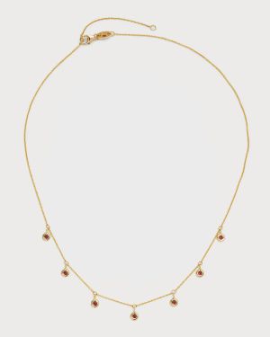 18K Yellow Gold Ruby 7 Dangle Necklace