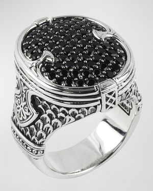 Men's Sterling Silver Pave Spinel Signet Ring, Size 10