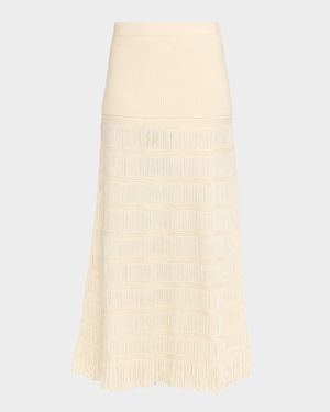 Alba Fringed Knit Maxi Skirt