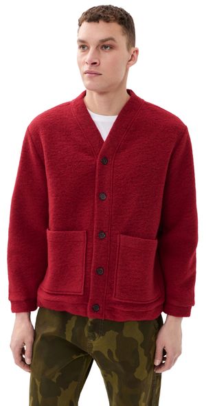 Universal Works Advance Fleece Cardigan Red M
