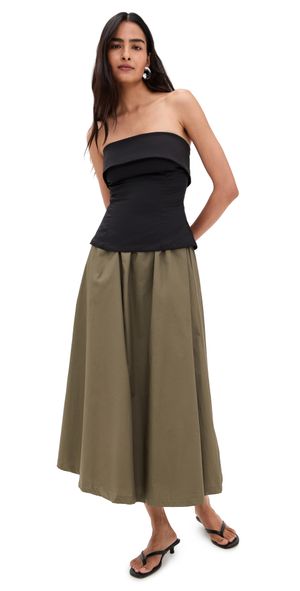 En Saison Arden Mixed Media Dress Black Olive L