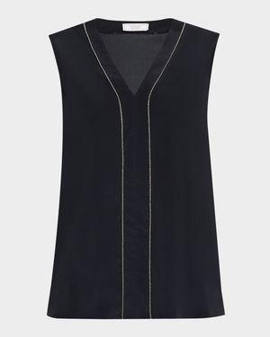 Sleeveless Chain-Trim Top