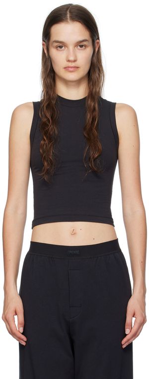 SKIMS Débardeur noir à col cheminée - Cotton Jersey