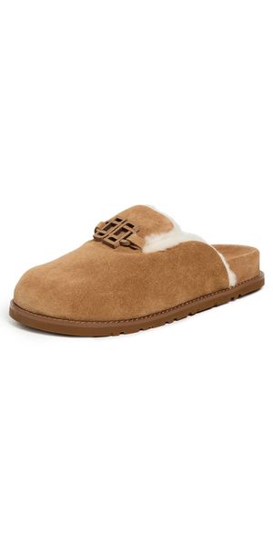 SIMKHAI Mila Suede Shearling Slippers Chestnut 41