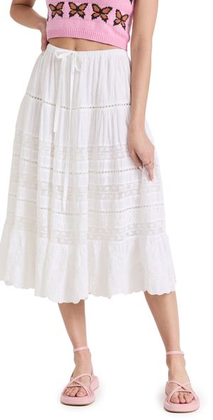 LoveShackFancy Donna Skirt White XS