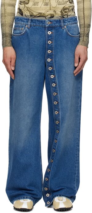 Jean Paul Gaultier Blue 'The Buttoned Denim' Jeans