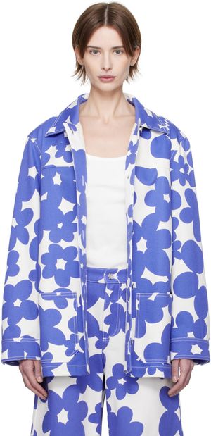 Marni Blue & White Dillies Print Jacket
